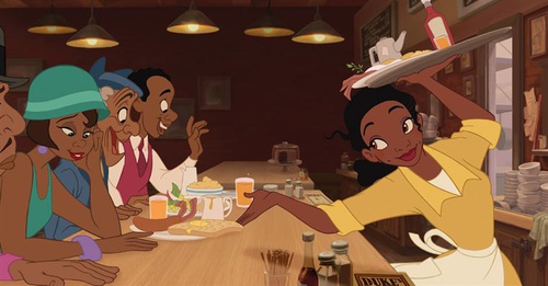 la maman de tiana au travail