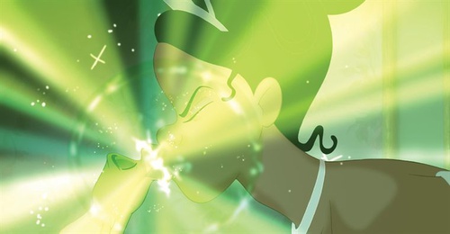 tiana embrassant la grenouille