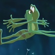 tiana et le prince en grenouille s embrassant
