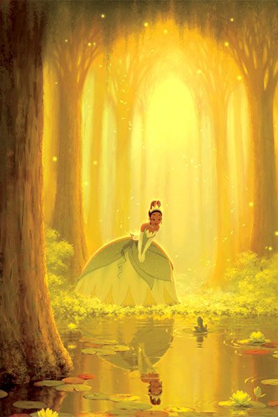 tiana regardant la grenouille