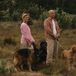 jessica haines et john malkovich promenant leur chien
