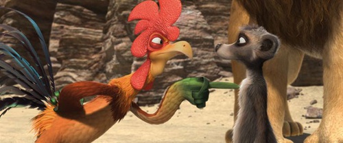 coq et chien de prairie