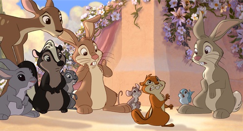 lapins et raton laveur