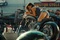 megan fox dessinant une moto