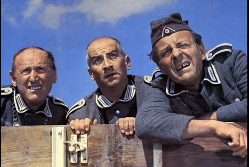 Bourvil, Louis de Funès et Terry Thomas