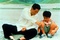 Takeshi Kitano et Kayoko Kishimoto à la plage