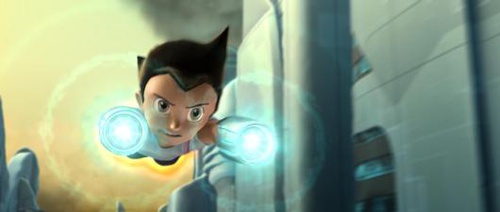 astro boy faisant feu