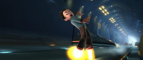 astro boy frolant le train