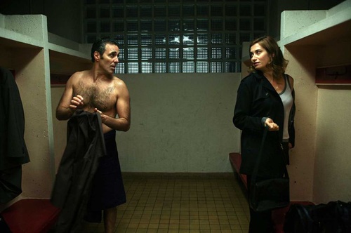 gilbert melki et emmanuelle devos au vestiaire