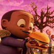 un enfant avec un hamburger
