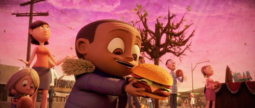 un enfant avec un hamburger