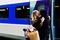 valerie bruni tedeshi et yvan attal devant le tgv