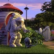 un astronaute faisant chut a un chien extraterrestre