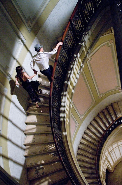 matt damon emily blunt dans l escalier